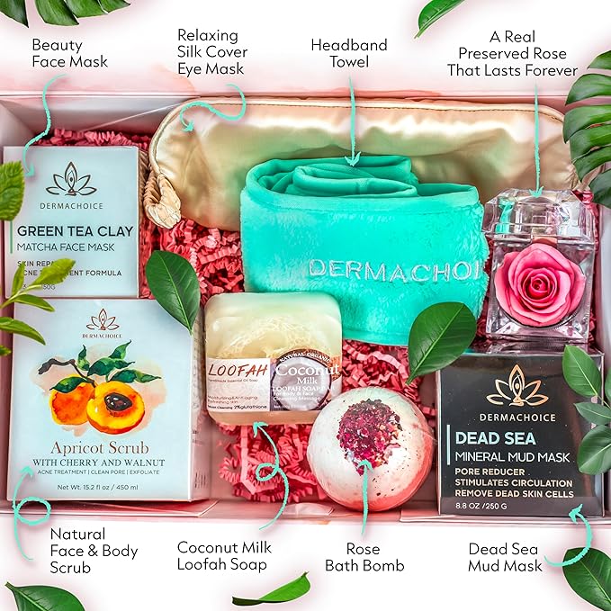 Skin Repair Spa Gift Set - 8 Piece Skin Care Products for Women, Beauty & Personal Care - Full Size Skincare Set Spa Gift Basket, Infused with Minerals & Vitamins - Gift Box Spa Kit-BrightBean Baby