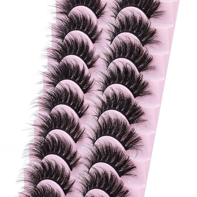 FANXITON False Eyelashes Fluffy Mink Lashes 20 mm Cat Eye Lashes Long 5D Wispy Dramatic 10 Pairs Pack-BrightBean Baby