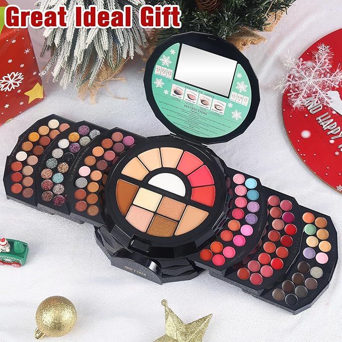 109 Colors Makeup Kit for Women Girl Full Kit Gift Set with Mirror All in One Make up Palette Included Eyeshadow Glitter Lipstick Concealer Eyeliner Eyebrow Highlighter Contour Blusher Compact PowderY-BrightBean Baby