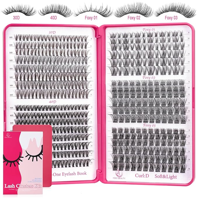 Foxy Beauty Wispy Lash Clusters - 536Pcs Natural 8-16MM EyeLash Clusters 30D 40D & Foxy Lashes For Natural Look D Curl Lash Clusters For DIY Lashes At Home-BrightBean Baby