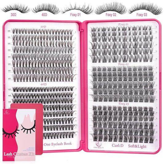 Foxy Beauty Wispy Lash Clusters - 536Pcs Natural 8-16MM EyeLash Clusters 30D 40D & Foxy Lashes For Natural Look D Curl Lash Clusters For DIY Lashes At Home-BrightBean Baby