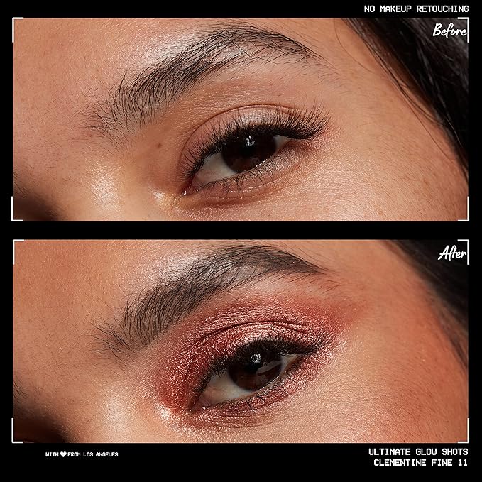 NYX PROFESSIONAL MAKEUP Ultimate Glow Shots, Liquid Eyeshadow, Long-Lasting Shimmer Eye Shadow with Vitamin C - Clementine Fine-BrightBean Baby