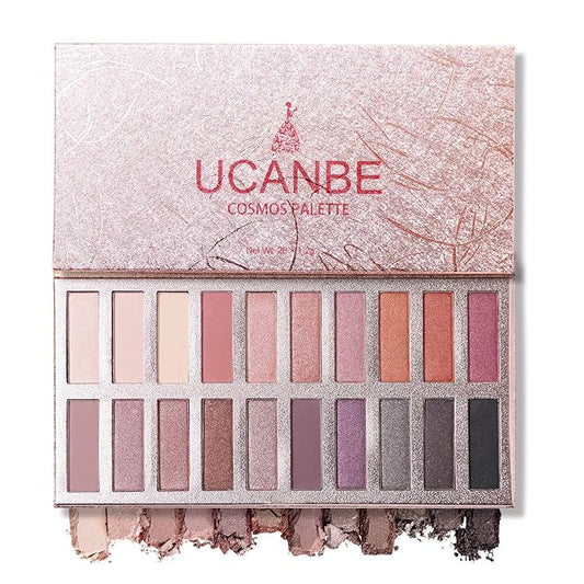 UCANBE 20 Colors Nude Eyeshadow Palette, High Pigmented Shimmer Matte Metallic Eye Shadow Pallets, Long Lasting Blendable Neutral Smokey Warm Bronze Eye Makeup-BrightBean Baby