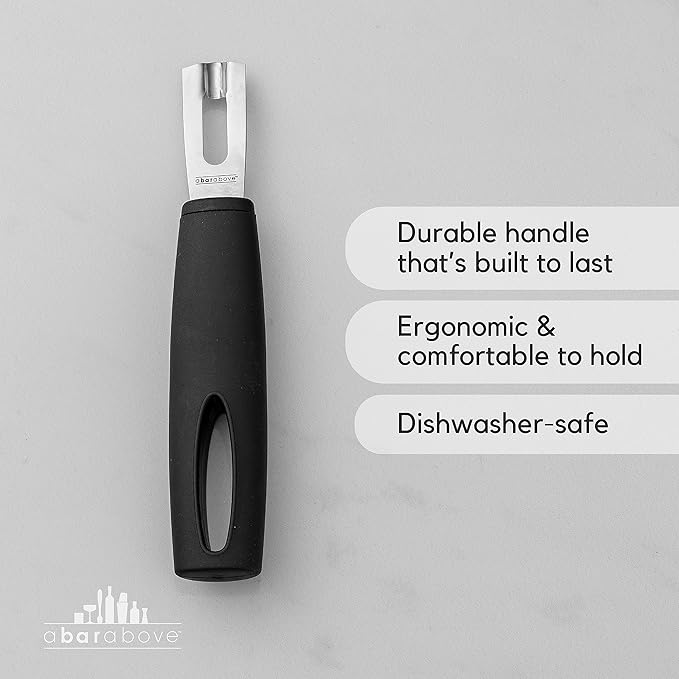 A Bar Above White Handle Stainless Steel Channel Knife, Professional Garnish Peeler for Citrus, Cocktail Zester and Kitchen Tool for Chefs, Bartenders, and Home Entertaining