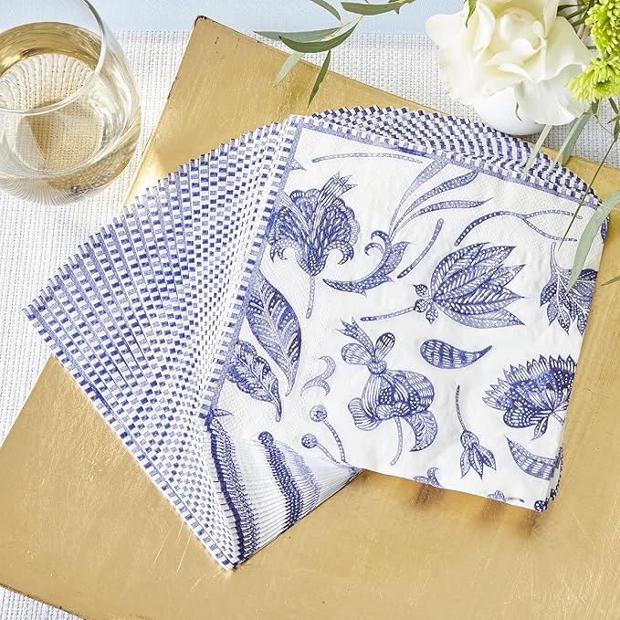 Kate Aspen Blue Willow Paper Plate and Napkin Set - Elegant Disposable Plates for Weddings, Something Blue Before I Do Bridal Shower Decorations, Baby Shower Plates, Tea Party Supplies - 62 Piece