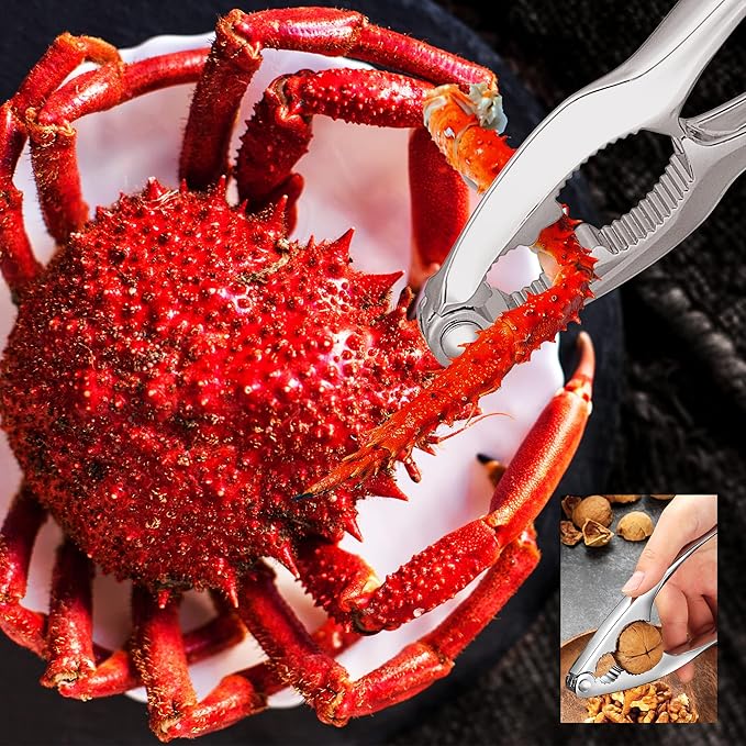 Crab Crackers and Tools, 27-piece Seafood Tools Set, Includes 8 Crab Leg Crackers, 8 Lobster Shellers, 8 Crab Leg Forks/Picks, 2 Seafood Scissors & Storage Bag, Nut Cracker Set
