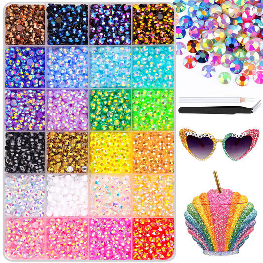 6600Pcs Resin Jelly Rhinestones with Tweezers for Crafting, Multi Colors 5mm Non Hotfix Flatback Gems, Bedazzling Crystal for DIY Crafts Clothing Tumblers Mugs Shoes Decor Nail Art-BrightBean Baby
