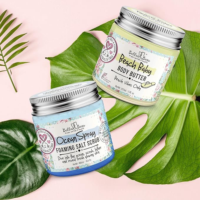 Bella and Bear Beach Baby Body Butter - Moisturizing Shea Cream for Women - Vegan, Cruelty& Oil-Free - Helps Prevents Pregnancy Stretch Marks 6.76-oz-BrightBean Baby