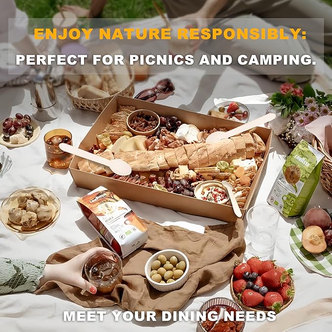 Disposable Wooden Spoons – 360 Pcs Wooden Compostable Spoons, Biodegradable Eco-Friendly Utensils Alternative to Plastic Cutlery for Parties, Weddings, Events & Camping