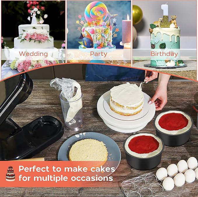 Onader Small Mini Round Cake Pan, 4 Inch Smash Cake Bake Pans Sets of 3 for Baking, Stainless Steel Baking Tins for Birthday Wedding, Nonstick