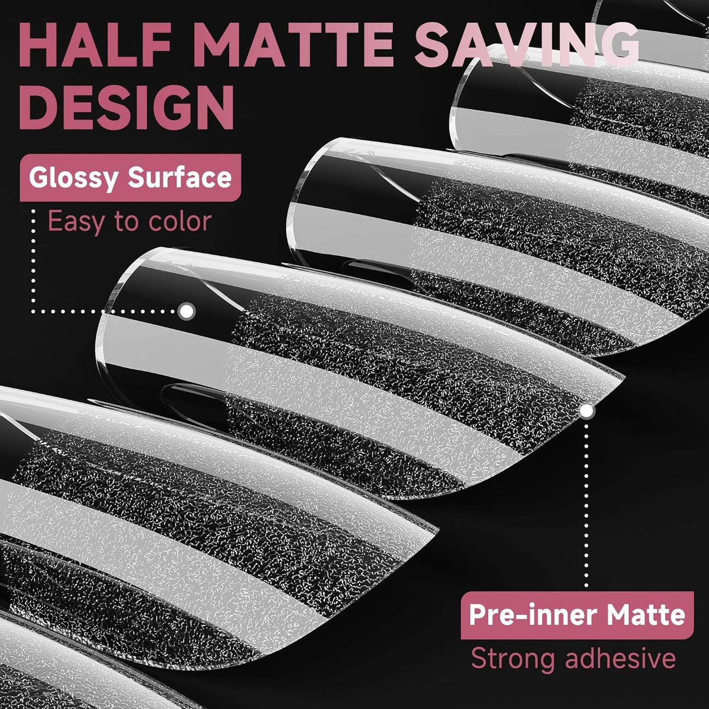 UNA GELLA Medium Square Gel Nail Tips Half Matte 312pcs Medium Square Gel Nails Full Cover False Acrylic Nails Tips for Press On Nails DIY Art Salon Nail Extensions, 12 Sizes-BrightBean Baby