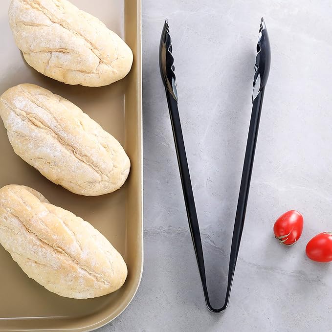 New Star Foodservice 35513 Utility Tong, High Heat Plastic, Scalloped, 12 inch, Set of 12, Black