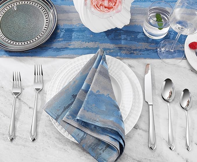 KEAWELL Premium Astra 4-Piece 5.8 inch Spoon Set – Mirror-Finished 18/10 Stainless Steel with Diamond-Faceted Handles Dishwasher Safe for Modern Dining (4, Small Spoons)