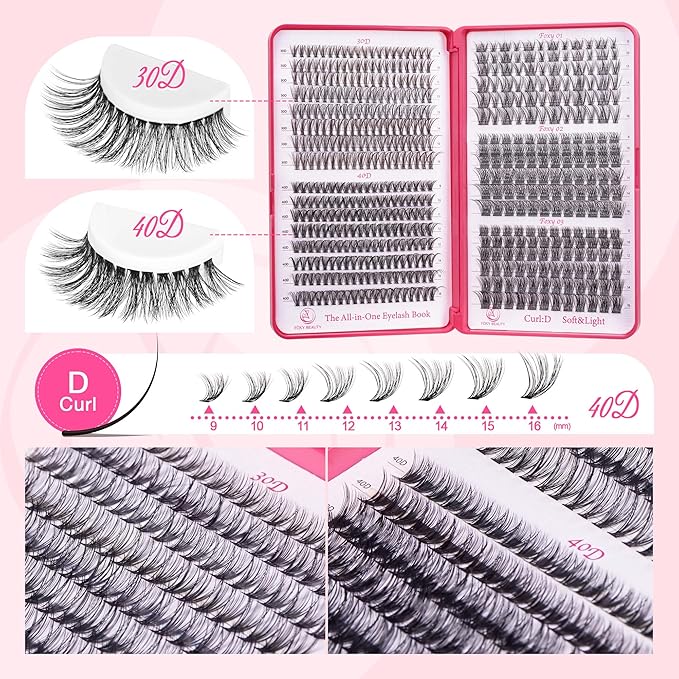 Lash Clusters Wispy - Lash Clusters,30D 40D Lash Clusters For Natural Look WideSpan 8-16MM Eyelash Clusters D Curl Lash Clusters For DIY Lashes At Home-BrightBean Baby