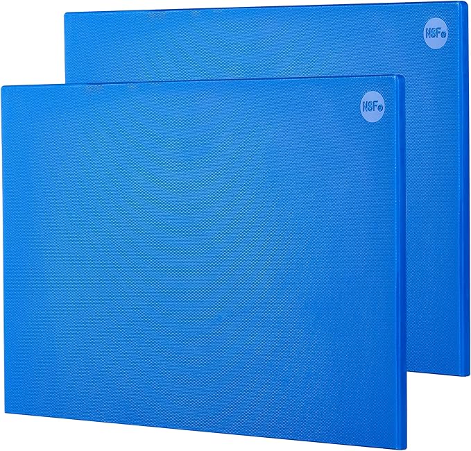 CURTA 2 Pack Blue Cutting Boards for Kitchen, 20" x 14" x 0.5" Coded Plastic Commercial Chopping Board with Anti Slip Surface Dishwasher Safe