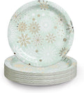 Papyrus Disposable Tabletop Plates Set - Elegant and Sturdy Plates for Any Occasion, Winter Sage Snowflake, Plates