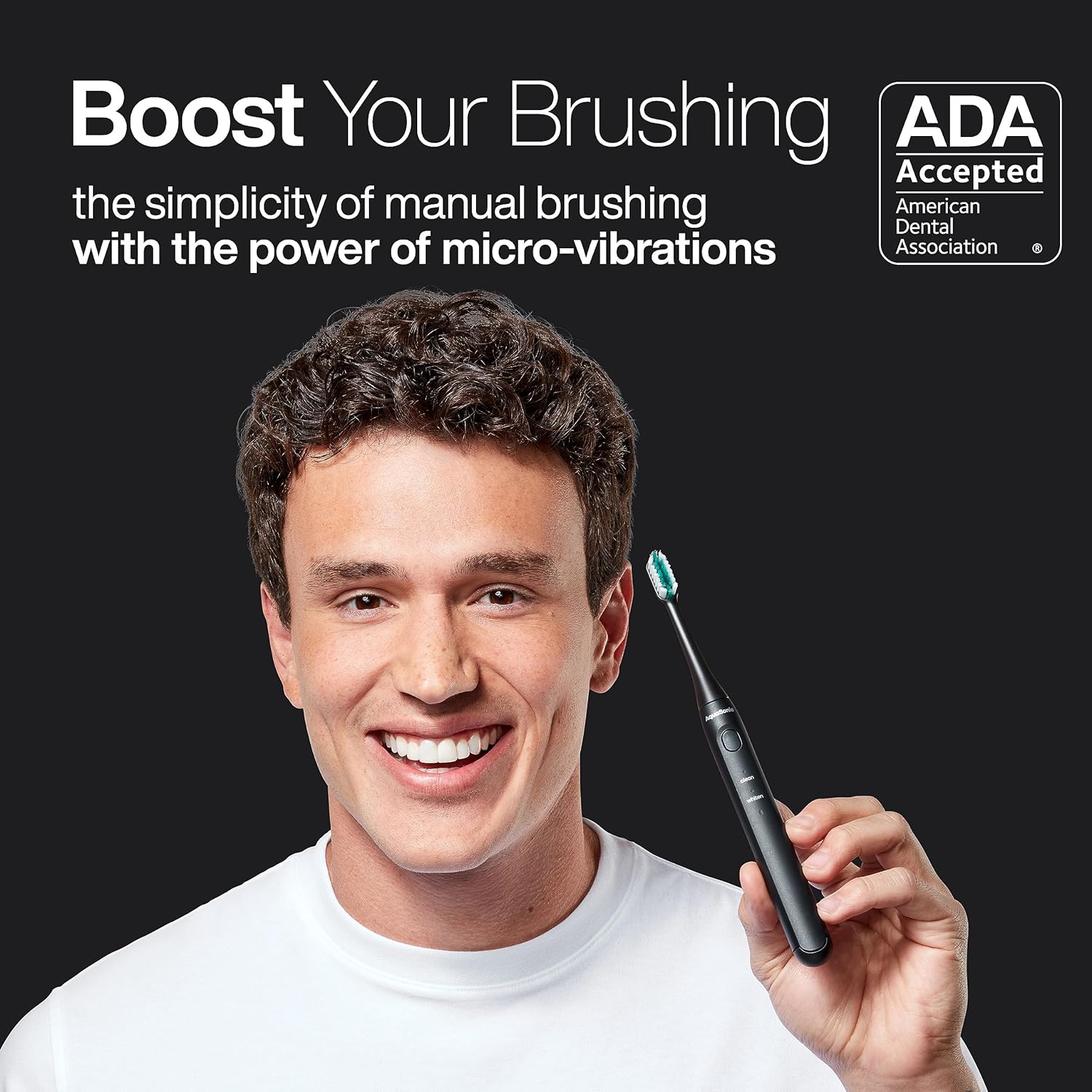 Aquasonic Icon ADA-Accepted Rechargeable Toothbrush | Magnetic Holder & Slim Travel Case | 2 Brushing Modes & Smart Timers | Gentle Micro-Vibrations(Onyx)-BrightBean Baby