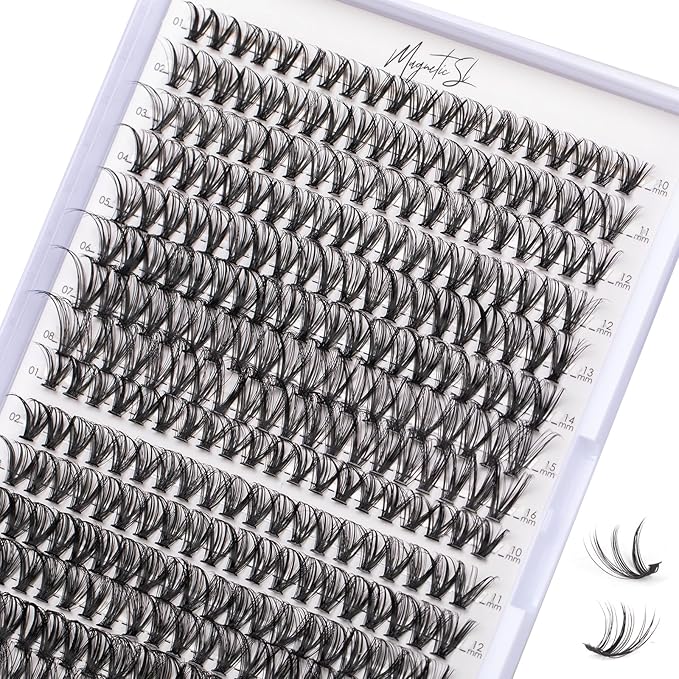 Lash Clusters 320pcs Individual Lashes 30D&40D DIY Lash Extensions D Curl Lash Clusters False Eyelashes Natural Look 10-16mm Mix Cluster Eyelash Extensions EASY TO USE (30D+40D-0.07D)-BrightBean Baby