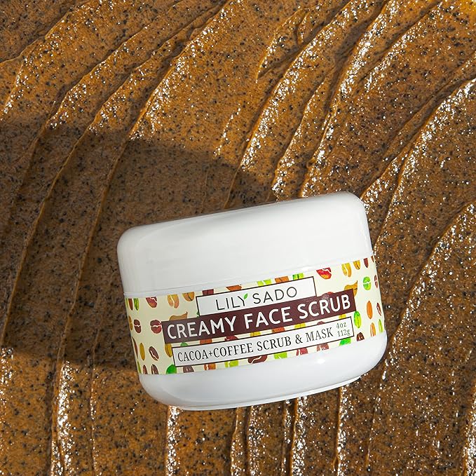 LILY SADO LILY SADO Cocoa & Coffee Creamy Face Scrub - Best Exfoliating VEGAN Facial Cleanser for Women & Men - Natural Face Wash Exfoliates & Energizes Skin, Treats Acne & Reduces Pore Size - 4 oz-BrightBean Baby