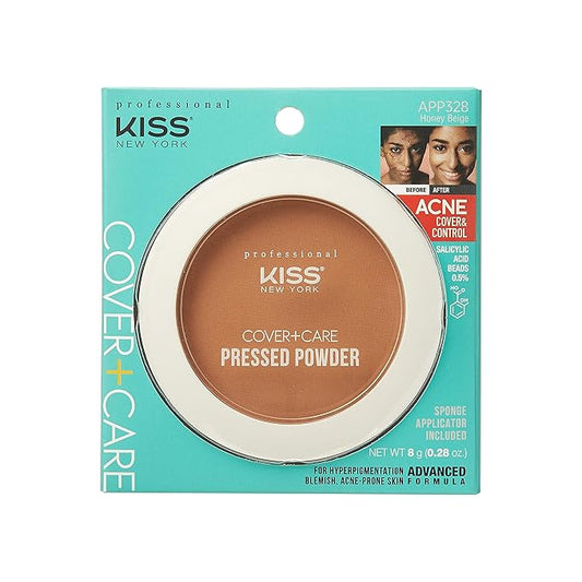 KISS Cover and Care Acne Control Pressed Powder Shine Free Face Light Weight Makeup Setting Powder - APP328 (Honey Beige)-BrightBean Baby