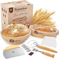 Sourdough Kit with Professional Bread Making Tools - Complete Sourdough Bread Making Kit with 10" Round & 11" Oval Handcrafted Bannetons, Bread Lame, Danish Whisk, Bowl & Dough Scrapers (14-Piece Kit)
