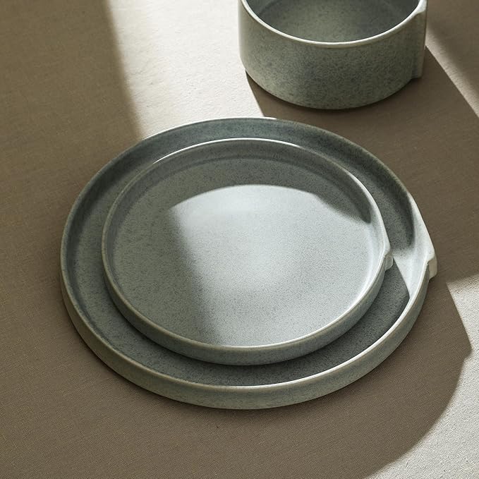 Stone Lain Bao 4-Piece Dinner Plate Set Stoneware, Blue-Grey
