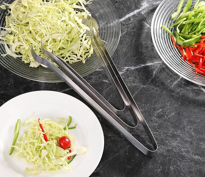 New Star Foodservice 42276 Restaurant-Grade Pom Tong, Stainless Steel, 9 inch, Set of 6, Silver