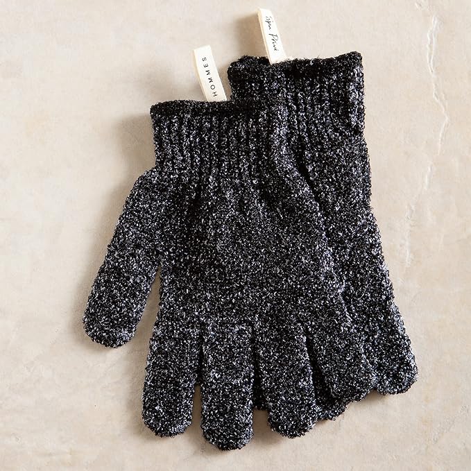 Urbana Spa Prive Men's Bamboo Charcoal Collection, Exfoliating Gloves-BrightBean Baby