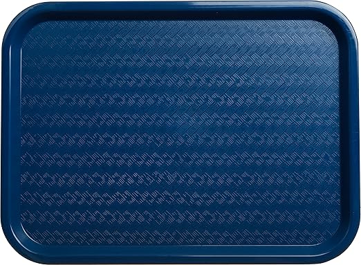 Carlisle FoodService Products Cafe Fast Food Cafeteria Tray with Patterned Surface for Cafeterias, Fast Food, And Dining Room, Plastic, 16.31 X 12.06 X 0.7 Inches, Blue, (Pack of 24)