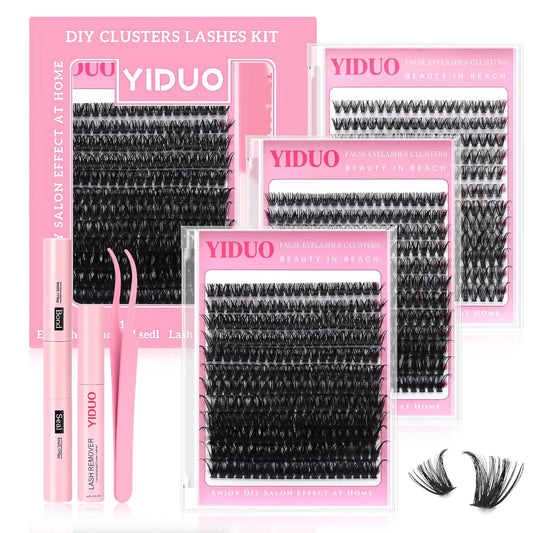 3 Styles Lashes Cluster Kit 720Pcs Eyelash Extensions Kit 40P+60P+80P Bulk Pack D Curl Volume False Eyelashes DIY Individual Wispy Fake Eye Lashes Combo Packs with Bond&Seal |Tweezers | Removers-BrightBean Baby