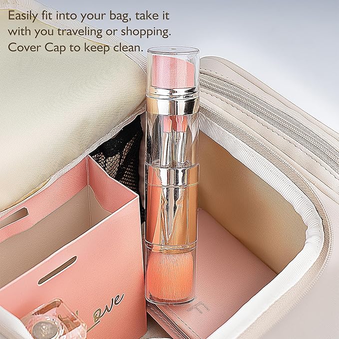 kullder Travel Makeup Brush 5 in 1 Makeup Brush set Blend Sponge Eyebrow Eyeshadow & Blush Brushes for Foundation Concealer Double Ended Makeup Brush with Powder Puff Ideal Womens Gifts-BrightBean Baby