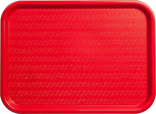 Carlisle FoodService Products CT121605 Café Standard Cafeteria / Fast Food Tray, 12" x 16", Red