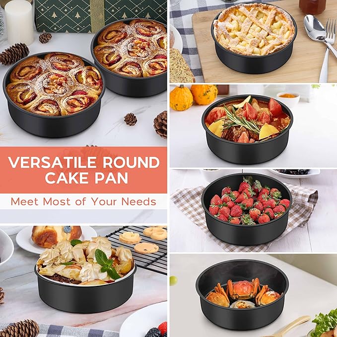 Onader 6 Inch Small Cake Pans Sets of 3 for Baking, Round Smash Cake Baking Pans for Birthday Wedding, Stainless Steel Core with Nonstick Coating