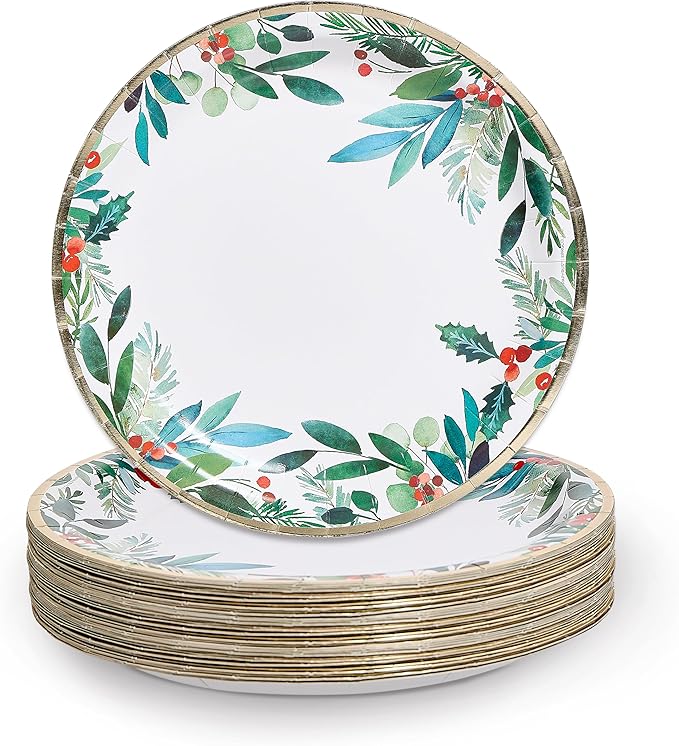Papyrus Disposable Tabletop Plates Set - Elegant and Sturdy Plates for Any Occasion, Holiday Foliage, Plates