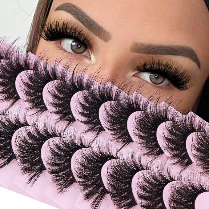 FANXITON False Eyelashes Fluffy Mink Lashes 20 mm Cat Eye Lashes Long 5D Wispy Dramatic 10 Pairs Pack-BrightBean Baby
