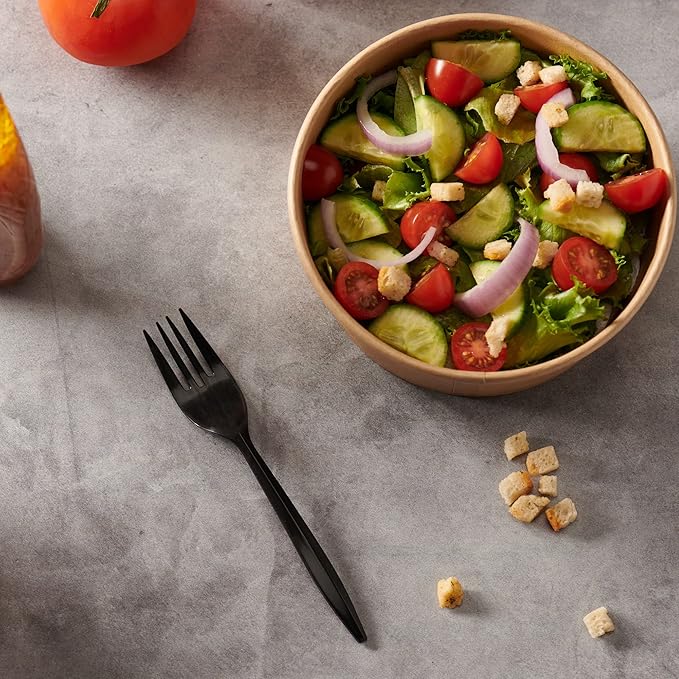 1,000 Plastic Disposable Forks Bulk Black Medium Weight Disposable Silverware Plastic Cutlery Fork