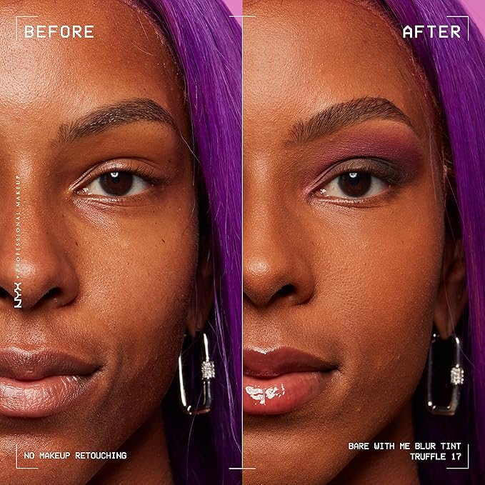 NYX PROFESSIONAL MAKEUP Bare With Me Blur Skin Tint Foundation Make Up with Matcha, Glycerin & Niacinamide - Truffle-BrightBean Baby