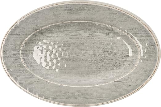 Carlisle FoodService Products Grove Resuable Plastic Oval Plate with Wide Rim for Home and Restaurant, Melamine, 12 x 8 Inches, Smoke