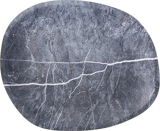 Carlisle FoodService Products Ridge Resuable Plastic Platter Oblong Platter for Home and Restaurant, Melamine, 18 Inches, Soapstone, (Pack of 6)