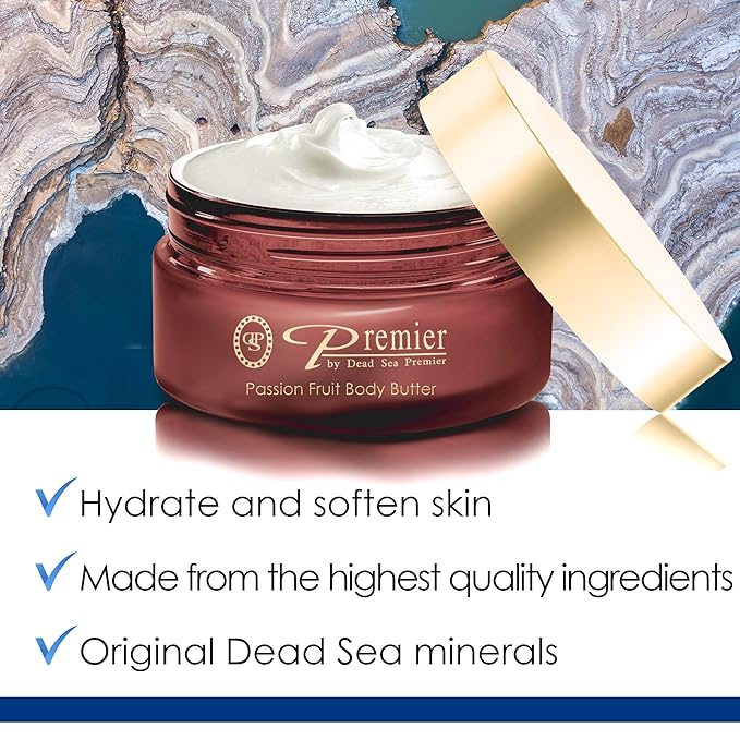 Premier Dead Sea Aromatic Body Butter – Passion Fruit, Hydrating Shea Body Butter for Women & Men, Moisturizing, Firming & Anti-Aging Cream for Dry Skin, Hand & Body, 5.95 Fl.oz-BrightBean Baby