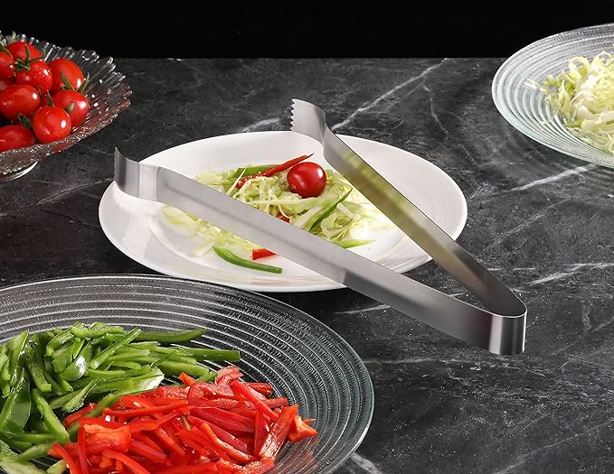 New Star Foodservice 42283 Restaurant-Grade Pom Tong, Stainless Steel, 12 inch, Set of 6, Silver