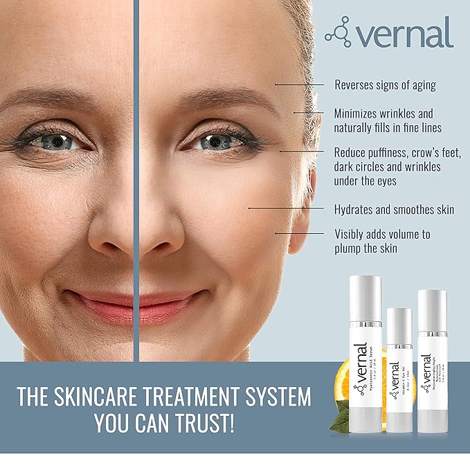 Vernal Anti Wrinkle Eye Cream - Vitamin C and Hyaluronic Acid Infused Collagen Eye Cream, Dark Circle Depuffing Eye Bag Cream for Dark Circles, Puffiness, Under Eye Bags, Crows Feet & Fine Lines-BrightBean Baby