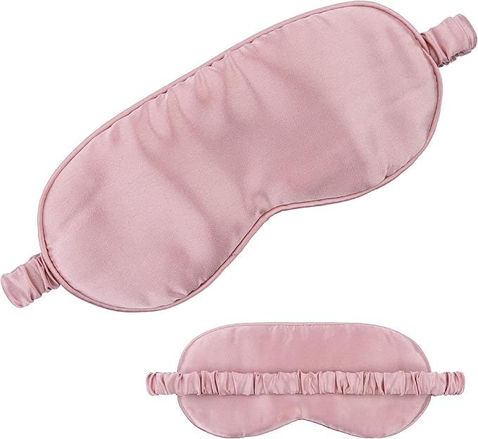 in Flight Mind Mulberry Silk Sleep Mask, Eye Mask for Sleeping with Elastic Headband, Super Soft Sleeping Mask,Comfortable Silk Eye Sleep Mask, Sleep Eye Mask for Night Sleeping, Travel, Nap(Pink)-BrightBean Baby