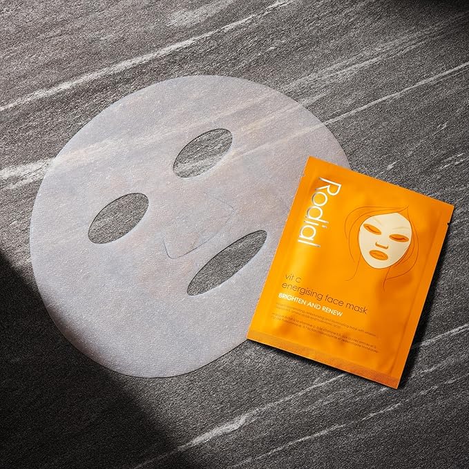 Rodial Energising Face Mask Vit C (1 Sachet) Under Eye Luminosity Boost, Hyaluronic Acid, Vitamin C, Niacinamide and Green Tea, Rejuvenating Eye Patches, Eye Patches for Dark Circles-BrightBean Baby
