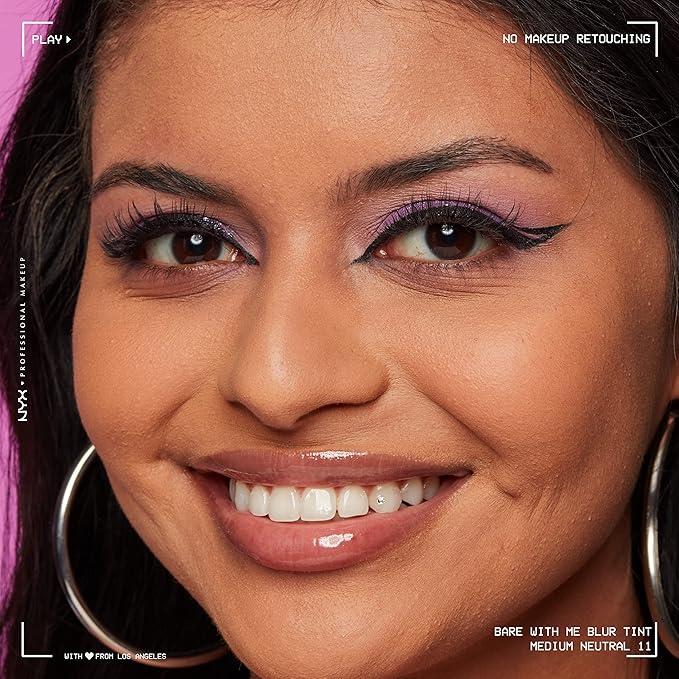 NYX PROFESSIONAL MAKEUP Bare With Me Blur Skin Tint Foundation Make Up with Matcha, Glycerin & Niacinamide - Medium Neutral-BrightBean Baby