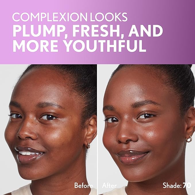Covergirl Simply Ageless Skin Perfector Essence Foundation, 70 Rich, Tinted Skin Perfector, Skincare Makeup Hybrid, Sheer Tint, Radiant Finish, Skin-Like Finish, Vegan Formula, 1.0oz-BrightBean Baby