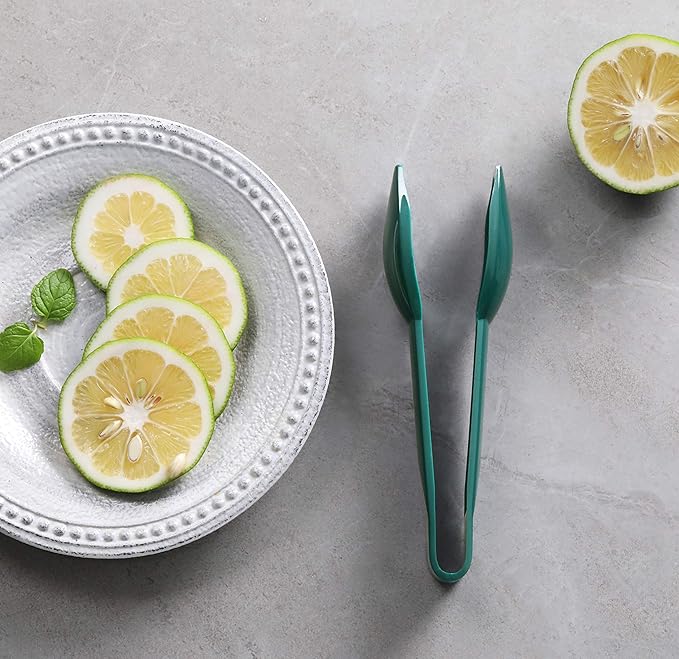 New Star Foodservice 35599 Utility Tong, High Heat Plastic, Straight Edge, 6 Inch, Set of 12, Green