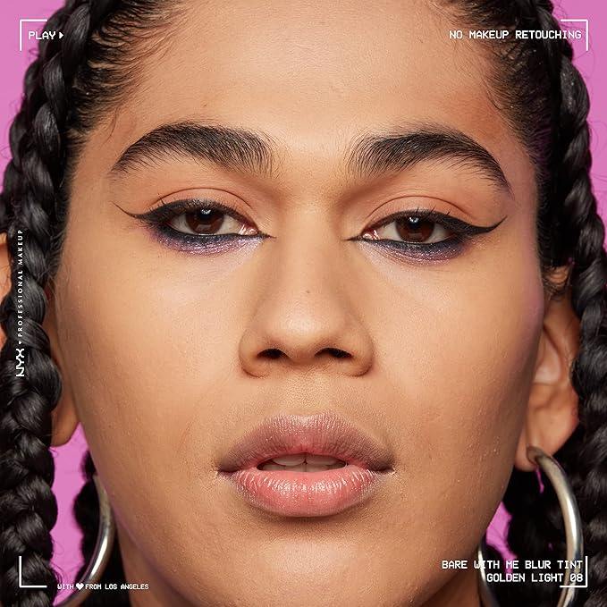 NYX PROFESSIONAL MAKEUP Bare With Me Blur Skin Tint Foundation Make Up with Matcha, Glycerin & Niacinamide - Golden Light-BrightBean Baby