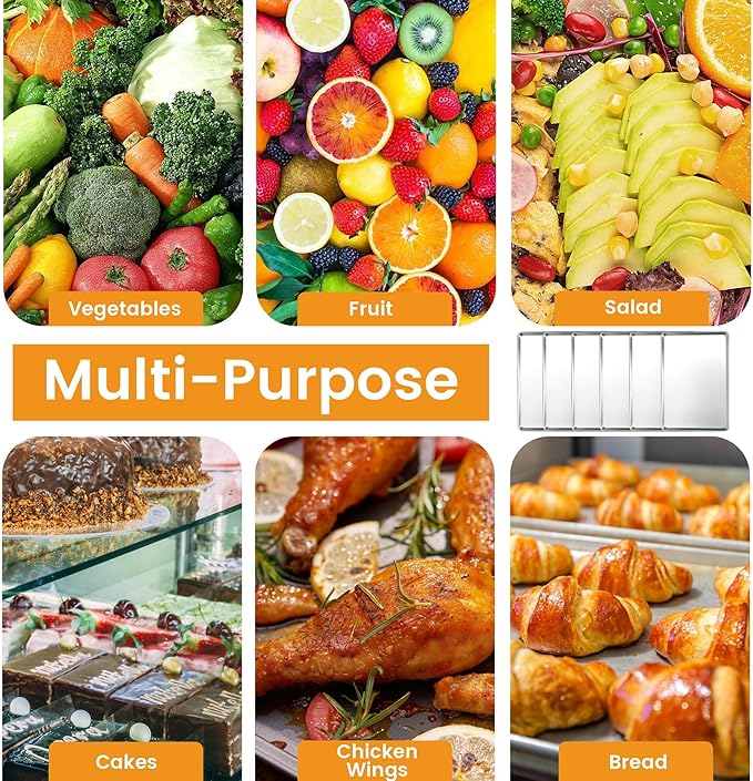 6 Pack Half Size Baking Sheet Pan, Aluminum Commercial Cookie Sheet Pan, Durable & Anti-Stick 18”x 13”