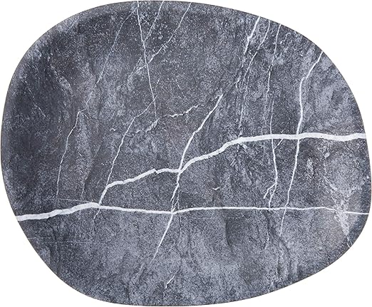 Carlisle FoodService Products Ridge Resuable Plastic Platter Oblong Platter for Home and Restaurant, Melamine, 13 Inches, Soapstone, (Pack of 6)